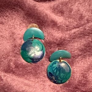 Artistic Blue and Green Dangle Earrings